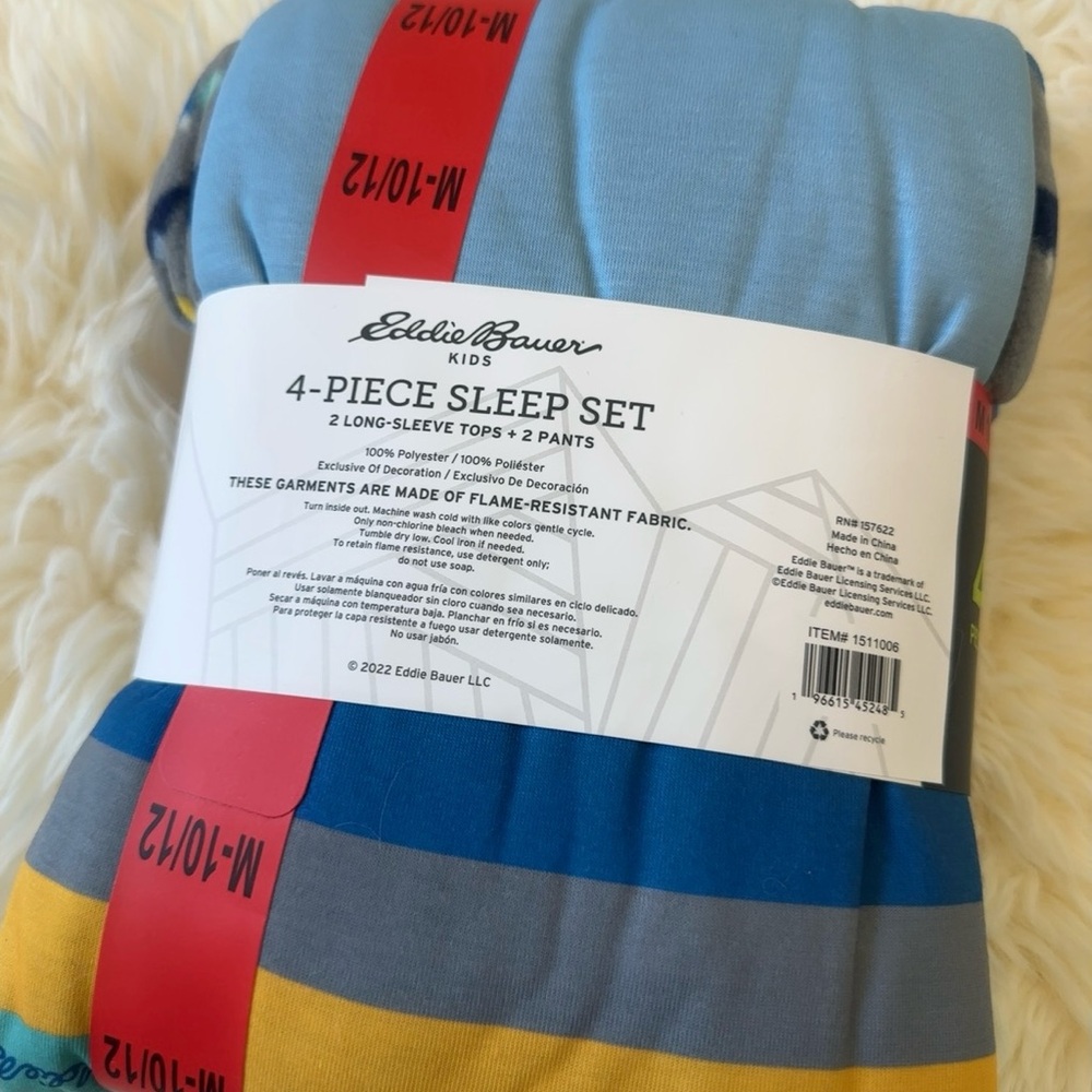 Eddie Bauer Eddie Bauer Sleep Set Pajama 4 Piece 2 Long Sleeve 2 Pants M(10/12) - Picture 3 of 5